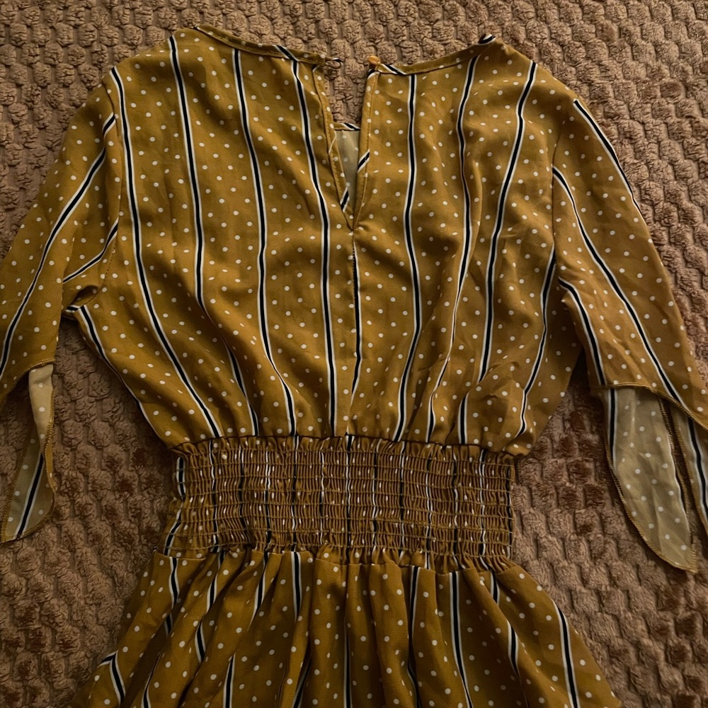 Elegant Mustard Polka Dot Dress